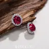 Pendientes de Plata de Ley S925 con Cierre de Mariposa Lujo Accesible Retro Rubí Huevo de Paloma Llenos de Circonita Pendientes de Moda de Gama Alta para Mujer