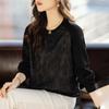 Blusa de moletom com gola redonda jacquard feminina, nova primavera 2025, estilo solto e casual, branca, de manga comprida, para todos os gostos