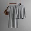 Conjunto de Suéter Grosso Novo Outono/Inverno 2025 para Mulheres, Tricô Solto Manga Longa Gola Redonda Moda Calças de Perna Larga Conjunto de Duas Peças para Mulheres