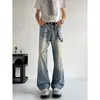 Marca de moda transfronteriza estilo americano de alta calidad diseño de moda lavado desgastado corte holgado versátil elegante jeans para hombre