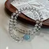 Pulseira de Cristal Branco Natural Donghai para Mulheres, Pulseira de Calcedônia Azul de Alta Qualidade, Pulseira Popular