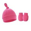 Comercio Exterior Primavera y Otoño Delgado Sombrero para Bebé Fetal Sombrero para Recién Nacido Sombrero para Bebé con Nudo y Pompón Set de Sombrero y Guantes de una Sola Capa