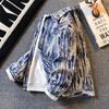 Jaqueta jeans japonesa vintage lavada tie-dye masculina 2024 primavera e outono moda marca ins solto casual macacão jaqueta