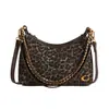 Bolsa de Ombro com Estampa de Leopardo Simples e Estilosa para Mulheres, Bolsa de Ombro com Corrente da Moda, Bolsa Transversal Casual Única, Bolsa de Mão