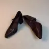Moda Retro Zapatos Pequeños de Cuero Planos Mujer 2026 Nuevos Tacones Altos Suela Silenciosa Punta Fina Correa Única Corte Bajo Mary Janes