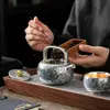 Ciudad Prohibida Wen Chuang Azul Plata y Flor Tetera con Lazos Juego de Té Envía Regalos de Acompañamiento para Apertura de Negocios de Empresa Líder