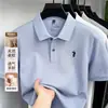 Camiseta de manga corta para hombre de algodón mercerizado bordado transfronterizo, nuevo estilo verano 2026, cuello camisero, polo de stock de fábrica