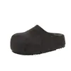 Versión de Piel de Vaca Zapatos Birkenstock de Suela Gruesa para Aumentar la Altura Más Terciopelo Cálido de Ponerse de un Paso Zapatos de Algodón para Mujer de Punta Cerrada Zuecos Medias Zapatillas