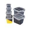 Cubo de almacenamiento cuadrado portátil transparente, cubo de almacenamiento sellado con cuentas de lavandería, cubo de embalaje de arena espacial de barro de colores cristalinos