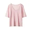 26 Moda Feminina de Verão Nova Camiseta de Oxigênio para Ar Condicionado Camisa Modal de Manga Média Amiga da Pele Ajustada Malha Top de Manga Curta