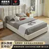 Fábrica de comercio exterior cama de almacenamiento con sistema de aire a presión tapizada suave estilo francés, cama de almacenamiento de cajón alto para dormitorio en casa para espacios pequeños, lujo ligero color crema