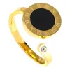 Anillo Abierto con Números Romanos para Mujer, Estilo Europeo y Americano, Exquisito y Moderno, con Diamante en la Cola, Anillo para Dedo Índice, Acero de Titanio, Joyería de Oro de 18 Quilates