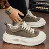 Zapatos Casuales de Suela Gruesa para Hombre Tendencia Estilo Hong Kong Zapatos para Senderismo y Viajes Cotidianos Otoño e Invierno Estudiantes Jóvenes de Caña Baja Zapatos Deportivos Tipo Pan