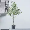 Planta verde artificial estilo nórdico, olivo, planta artificial en maceta, gran adorno decorativo para sala de estar, decoración de bonsái de interior, árbol artificial