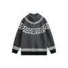 RESPÓNDEME cárdigan retro de estilo japonés de corte holgado, suéter de punto Fair Isle, prenda de punto exterior, unisex, otoño/invierno, M79