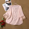 Camisa Estilo Chino 2026 para Mujer, Camisa Ligera de Verano Holgada con Protección Solar y Bordado Pesado, Top Cómodo Holgado Estilo Chino