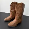 Outono 2026 Estilo Quente Moda Versátil Slip-on Estampado Tamanho Plus Botas de Cano Médio Comércio Exterior Atacado