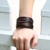 Fábrica punk direto estilo punk europeu e americano pulseira larga de couro trançado de couro bovino pulseira de couro retrô masculina pulseira