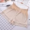 Calças de segurança de seda de gelo cintura média Calças femininas de renda para casa soltas anti-luz Calças boxer femininas finas de quatro cantos