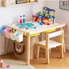 Mesa Sensorial Multifuncional de Madera Maciza Mesa de Bloques de Construcción Mesa de Juego Elevable para Niños Mesa de Juguetes para Bebés