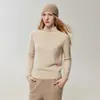 Novo Suéter de Cashmere Feminino Outono 2026, Gola Alta Meia, Camada Base de Tricô Estilo Simples, Cor Sólida, Mangas Raglan
