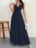 Ropa nueva para mujer transfronteriza europea y americana: Vestido largo estilo resort francés, moderno y sexy, con diseño de espalda descubierta, tirantes finos y un diseño elegante que ciñe la cintura