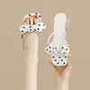 Sandalias Casuales Cómodas Populares Slip-On 2026 Verano Nuevo Estilo Coreano Lazo Dulce Tacón Grueso Sandalias Elegantes para Mujer