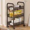 Estante de Armazenamento Estilo Chinês, Mesa Móvel, Carrinho Pequeno, Mesa Lateral de Sofá para Sala de Estar, Estante de Armazenamento de Lanches para Quarto, Mesa de Cabeceira