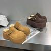 Novos chinelos de algodão com forro de lã, estilo pantufa feminina, estilo Baotou, estilo slip-on, estilo Birkken, para outono e inverno de 2024