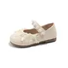 Zapatos de Cuero para Niñas 2026 Primavera Nuevo Estilo Zapatos de Encaje con Lazo Lindos de Princesa Suela Suave Zapatos Planos para Bebé