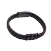 Pulseira Masculina de Negócios Personalizada em Aço Inoxidável e Couro Bangle Magnético Retrô Popular Novo Europeu e Americano Masculino Atacado