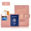 Portapasaportes de Cuero PU con Sensación de Piel Transfronterizo con Costura a Mano Protector de Pasaporte de Cuero Este Set con Hebilla Bolso para Pasaporte
