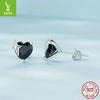 Pendientes de plata Ziyun con forma de corazón retro de circonita negra, estilo frío, con personalidad femenina, pendientes de plata de ley s925 con forma de estrella Awn