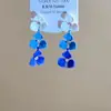 Brincos Klein Blue~Cor Contrastante Vermelho e Azul Corda Trançada Laço Tassel Brincos Estilo Feriado Brincos Exagerados Brincos