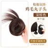 Peruca Cabeça de Bola de Pena de Galinha Cabelo Artificial Feminino Natural Fofo Tipo Grampo Agarrador Flor de Pena de Galinha Botão de Flor Artefato de Cabelo Bolsa para Peruca