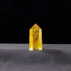 Caja de Set de Pilares de Cristal Natural de 10 Piezas Transfronteriza con Resina, Piedra Triturada de Cristal Amarillo, Artesanías de Cristal, Adornos de Escritorio