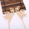 Fundido Cobre Galvanizado Cor Retendo Ouro e Prata Blink Orquídea Hairpin Handmade DIY Acessórios Headwear Hanfu Tassel Acessórios