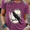 Tamanho Europeu CruzadoCorvo Negro F-Caw-F Pássaro Negro Interessante Manga Curta Gola Redonda 2000 Roupas Masculinas Novo