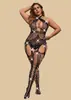 Comércio Exterior Tamanho Grande Popular Sexy Lingerie Abertura Inferior Bodysuit Sem Tirar Transparente Vazado Azul Sexy Renda Mesh Lingerie