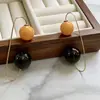 Aretes del Mismo Estilo que Mi Mi, Aretes Doble Bola Amarilla, Nueva Moda de Alta Gama para Mujer, Diseño Retro de Nicho, Aretes de Botón Personalizados
