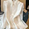 Camisa de Encaje con Volantes y Lazada Estilo Francés para Mujer, Nueva Blusa de Manga Abullonada Primavera 2026, Top de Manga Larga