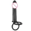 Anillo de Acupresión Doble Anillo de Bloqueo Retardado y Persistente para Parejas Choque Llevando Posterior Tapón Anal Bala Vibratoria Pene de Emulación de Silicona