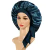 Amazon Venta al por mayor Transfronteriza Gorro de Noche de Satén Pañuelo para la Cabeza Lazo Cinta de Alta Elasticidad Sombrero para Mujer Imitación de Seda Gorro para el Cuidado del Cabello