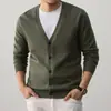 Cárdigan para Hombre Transfronterizo Otoño Nuevo Estilo Versión Coreana Holgado Atractivo Tejido de Punto Suéter de Cuello en V Abrigo Delgado Versátil Transfronterizo