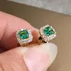 Huajie ebay aretes nuevos aretes de circonita cuadrada verde brillante para abuela aretes retro simples básicos