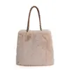 Bolso Tote de Peluche de Gran Capacidad para Viajes Diarios de Mujer 2025 Otoño Nuevo Casual Simple Estilo Extranjero Bolso de Hombro Único