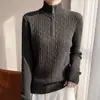 Suéter de Punto Fino de Imitación con Cuello Alto y Media Cremallera de Punto Grueso Cálido Estilo Old Money para Mujer, Suéter Base Grueso Casual
