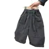 Nueva colección de primavera 2026: Riñonera unisex de mezclilla para niños y niñas, corte holgado, estilo vintage, pantalones de pierna ancha para otoño