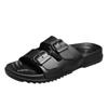 Sandálias masculinas com excrementos sensação em casa atacado antiderrapante chinelos de fundo macio personalizado flip button fundo grosso sapatos de praia lazer de verão