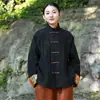 Chaqueta de Algodón Estampada Xiangyunsha con Parches Jacquard de Fénix en Seda y Lino Nueva para Mujer Zhi Shuangshu R211166